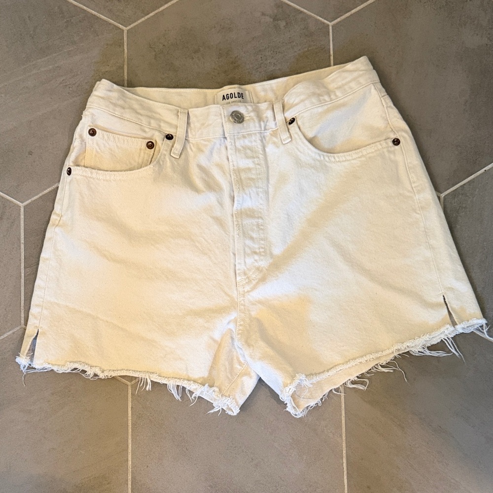 AGOLDE Women's Dee Off White Denim Shorts 29